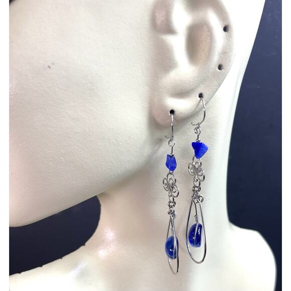 5 Pairs Handmade Earrings – Murano Style Glass & Rasta Bob Marley Design – Made - Picture 5 of 7